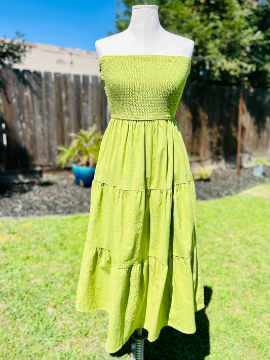 Una Strapless Midi Dress