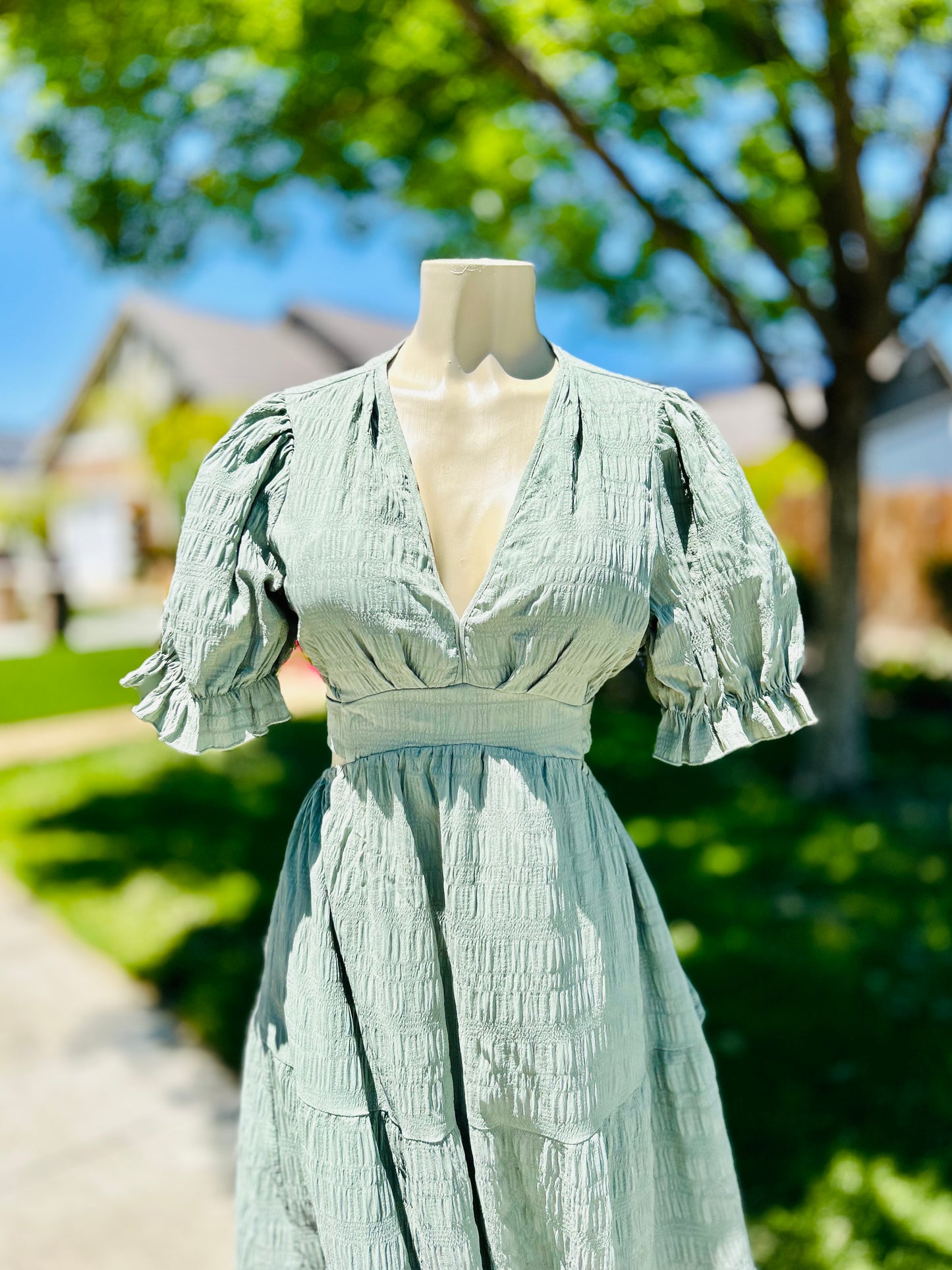 Olive Open Back Dress