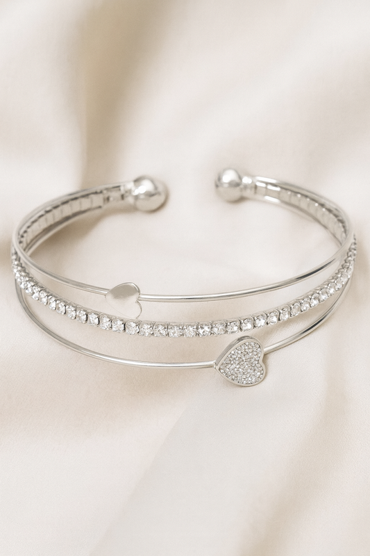 Heart Wire Bracelet Cubic Zirconia