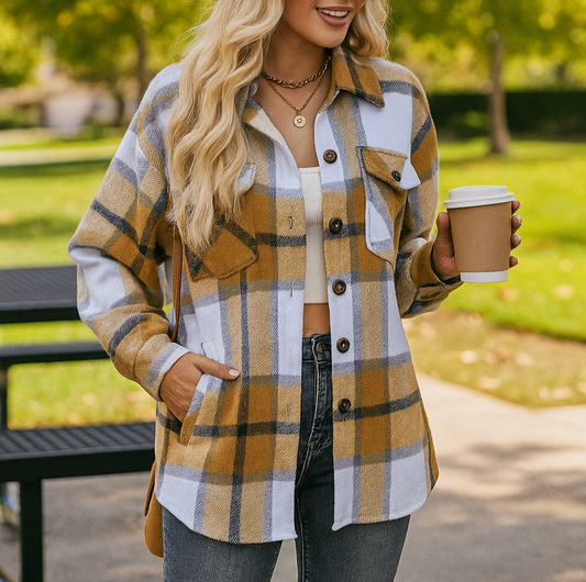 Mabel Plaid Flannel Shirt Jacket
