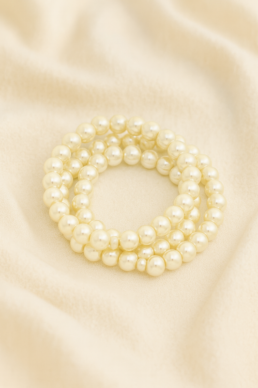 Glass Pearl Beaded Stretch Bracelet