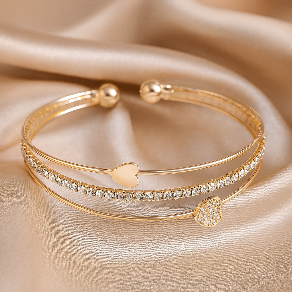 Heart Wire Bracelet Cubic Zirconia