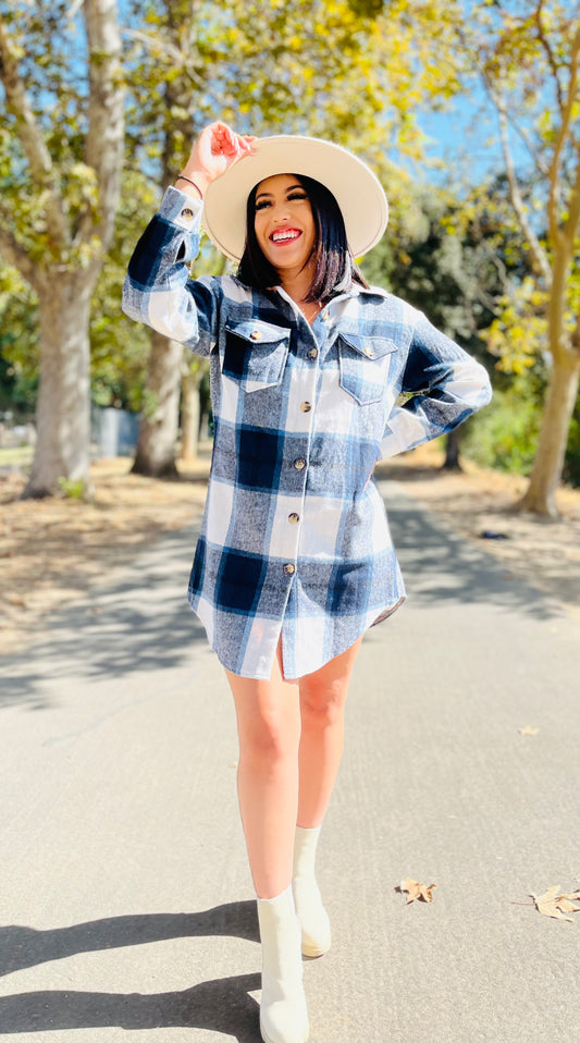 Indigo Plaid Dress