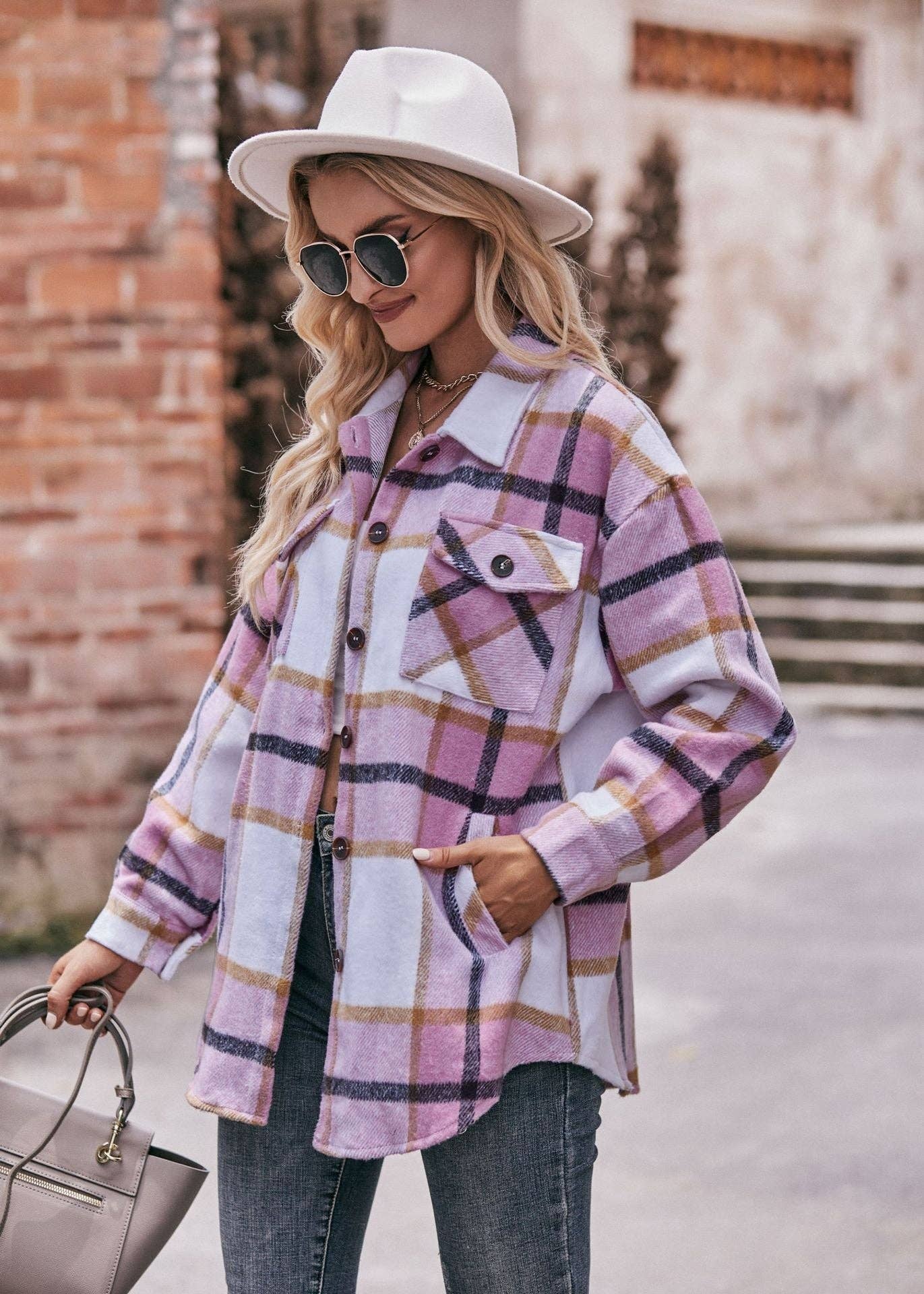 Mabel Plaid Flannel Shirt Jacket