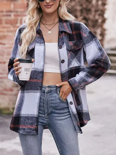 Mabel Plaid Flannel Shirt Jacket