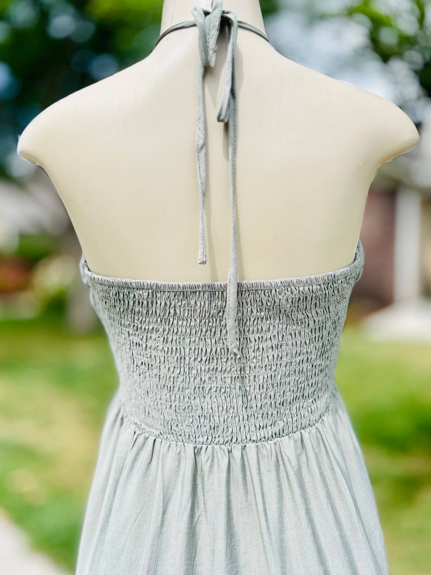 Olive Breeze Halter Maxi Dress