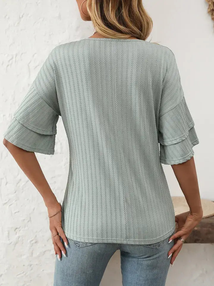 Sage Breeze Ruffle Top