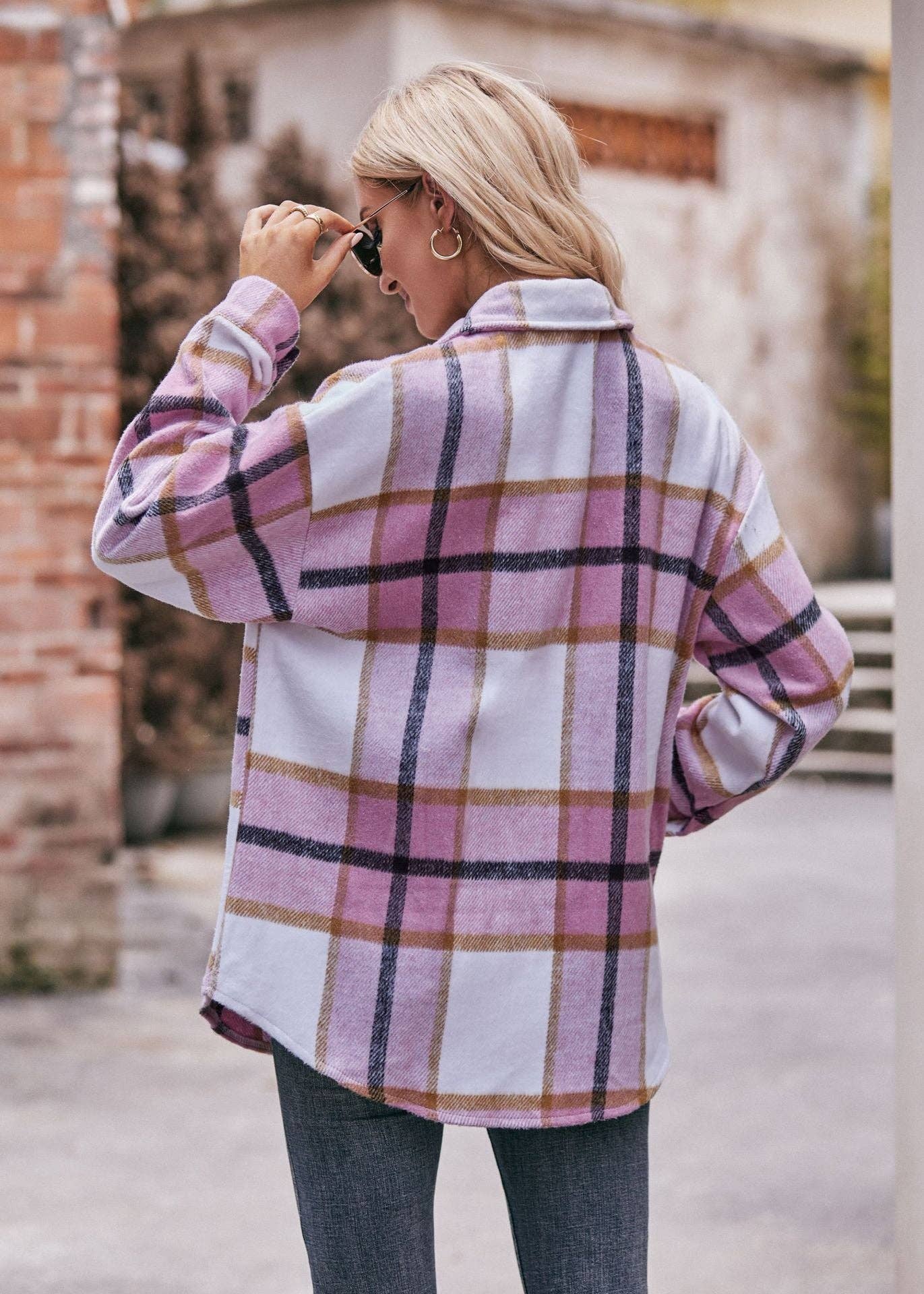 Mabel Plaid Flannel Shirt Jacket