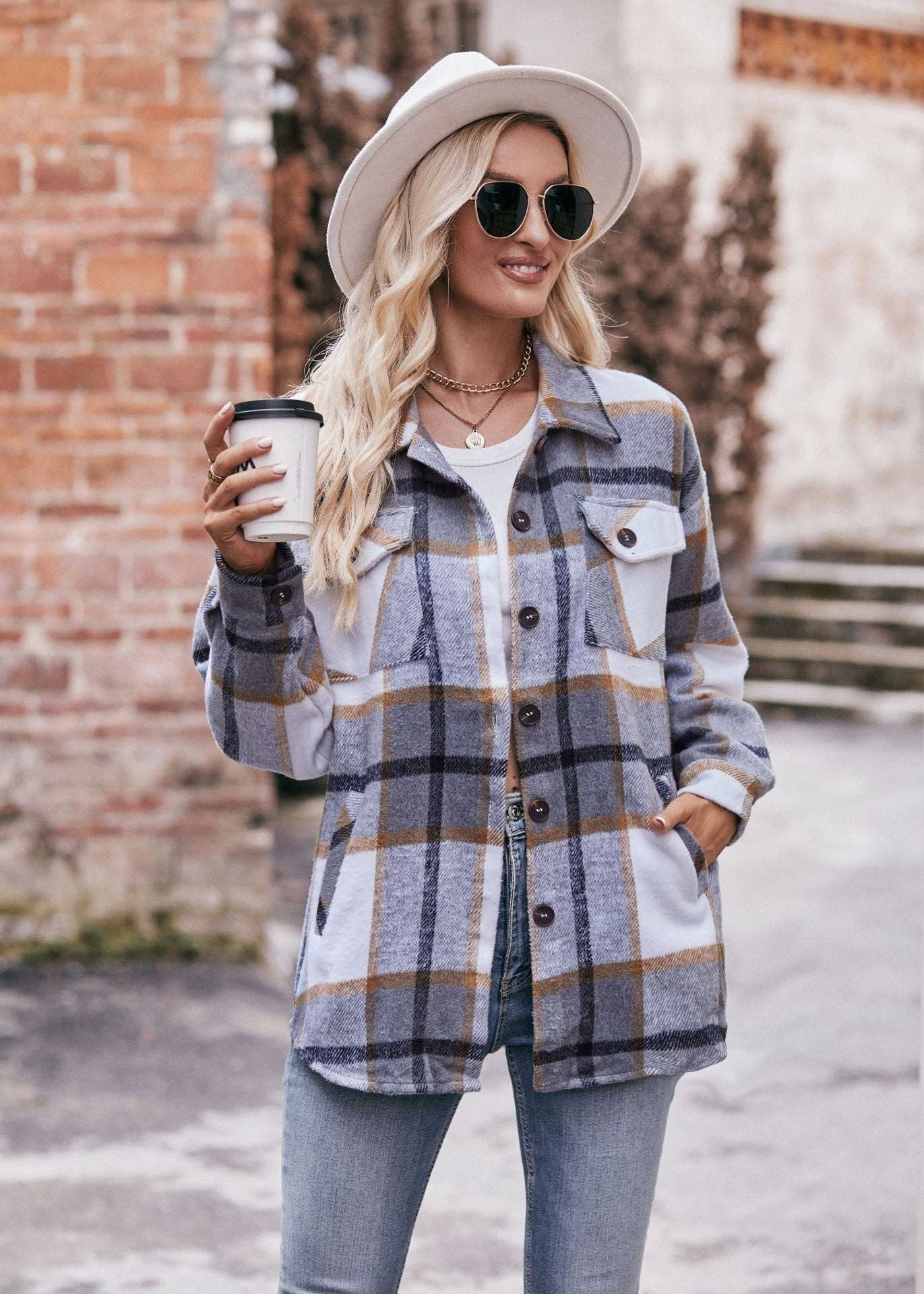 Mabel Plaid Flannel Shirt Jacket