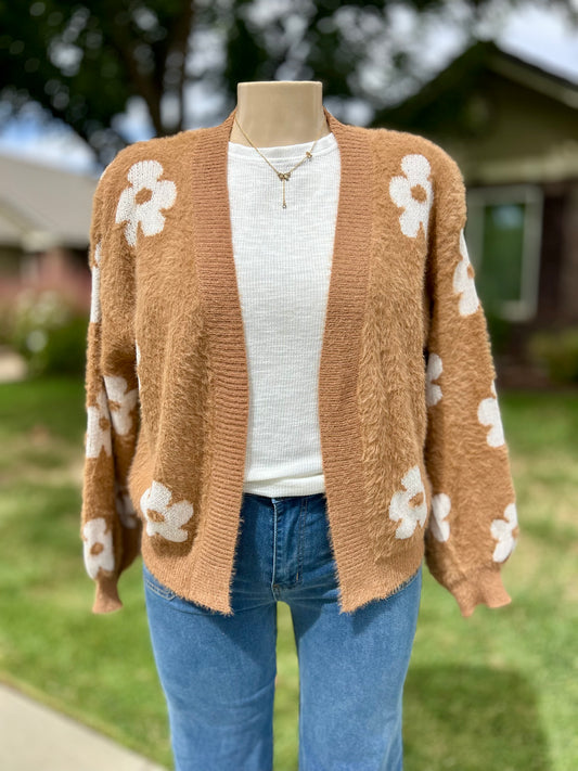 Meadow Bloom Fuzzy Cardigan