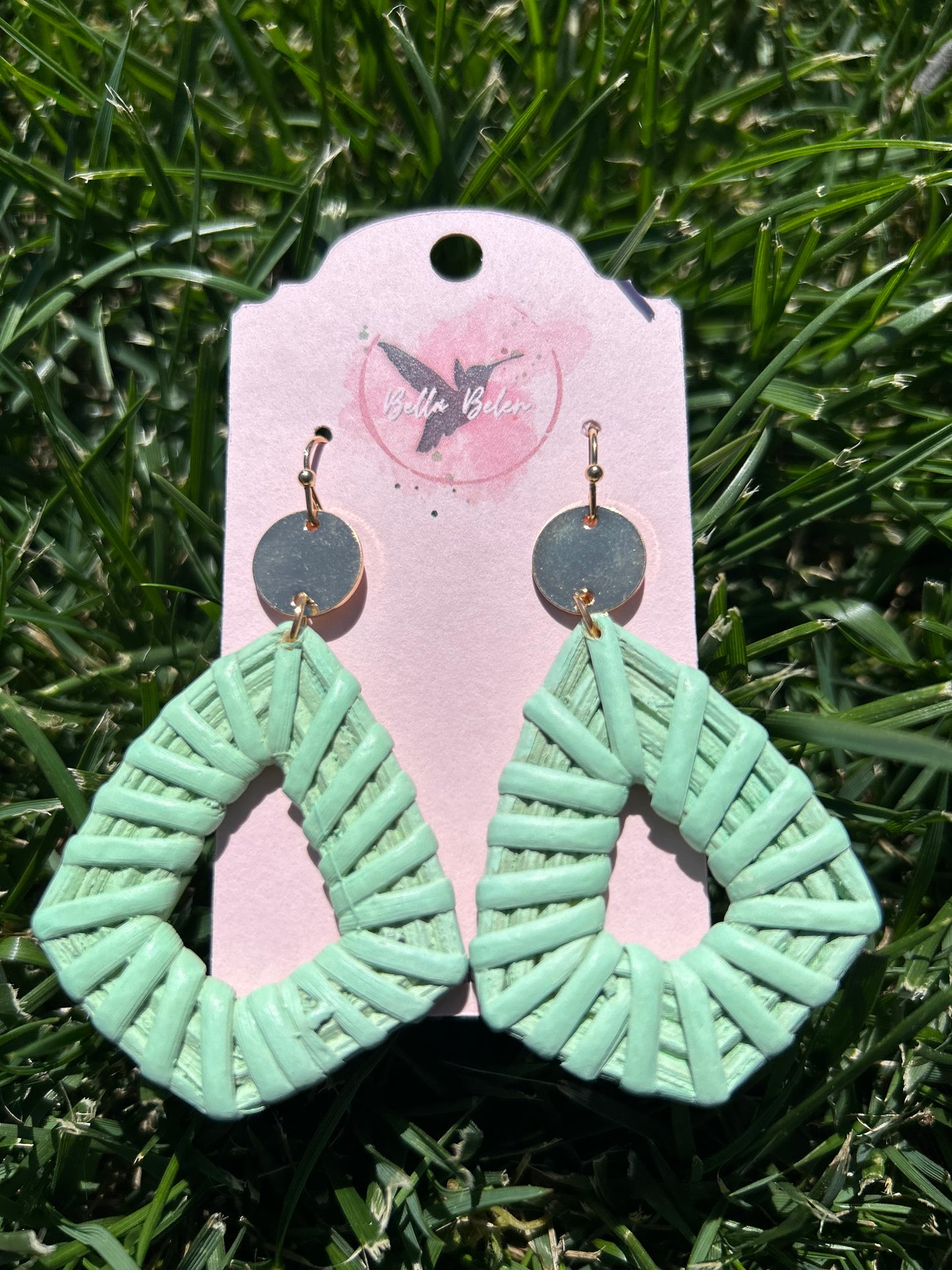 Mint Rattan Earrings