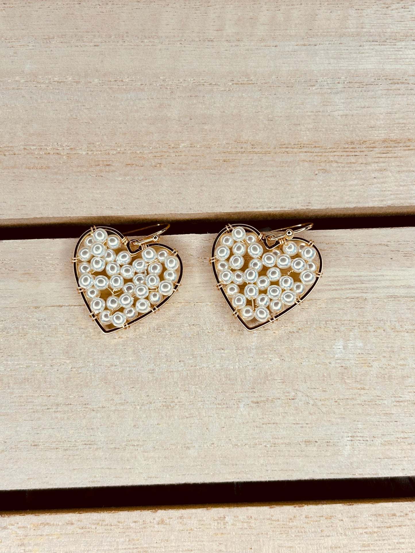 Heart Pearl Bead Earrings