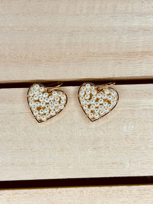 Heart Pearl Bead Earrings