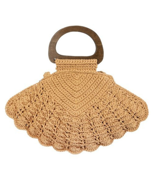 Woven Clam Shell Handbag