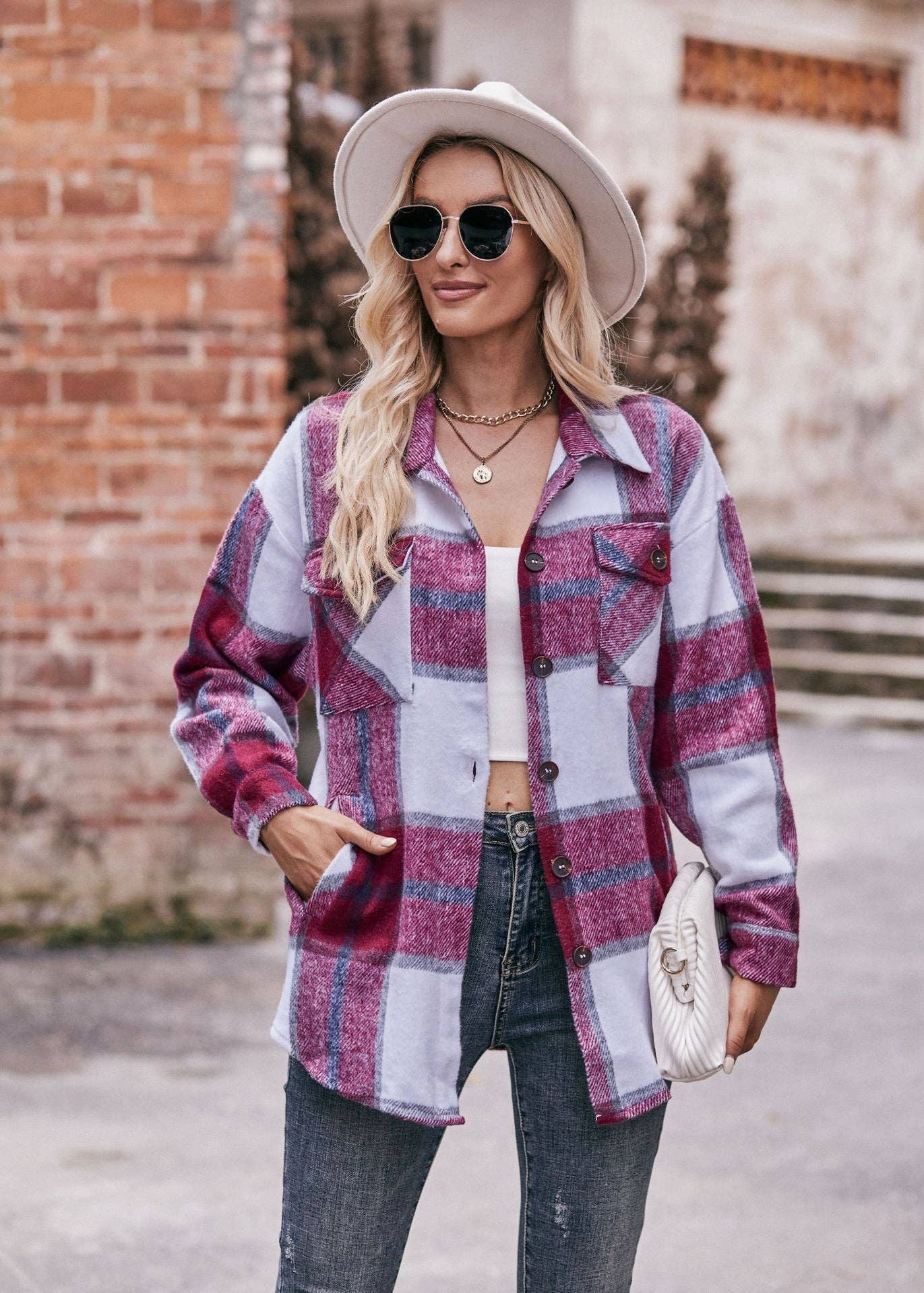Mabel Plaid Flannel Shirt Jacket