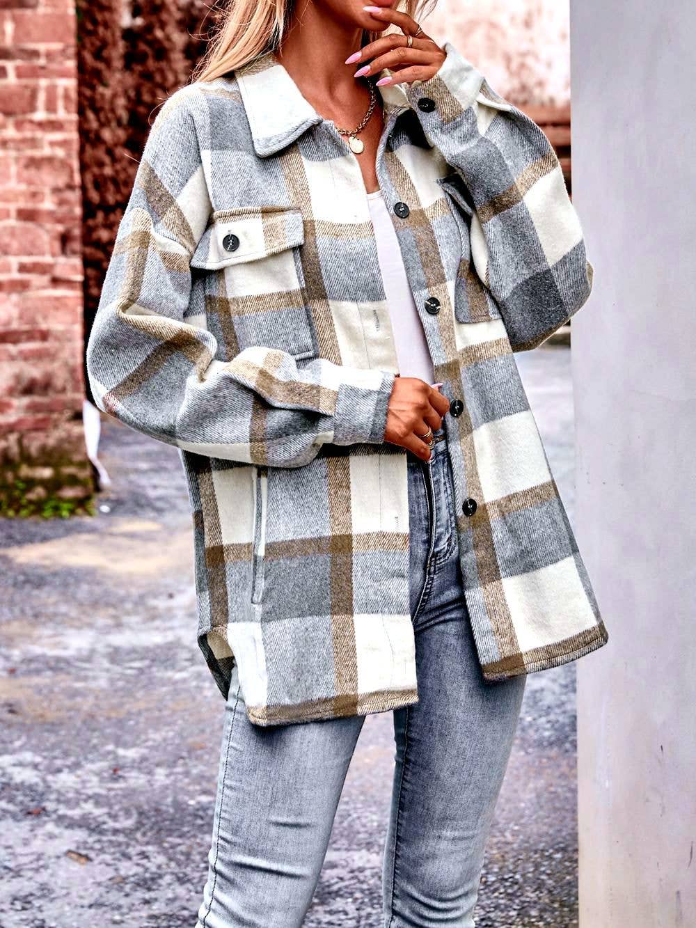 Mabel Plaid Flannel Shirt Jacket
