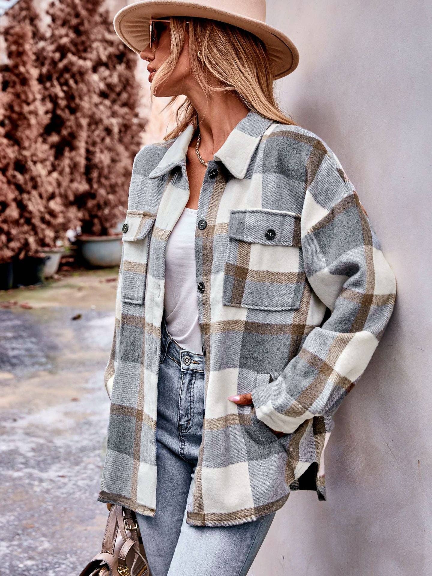 Mabel Plaid Flannel Shirt Jacket