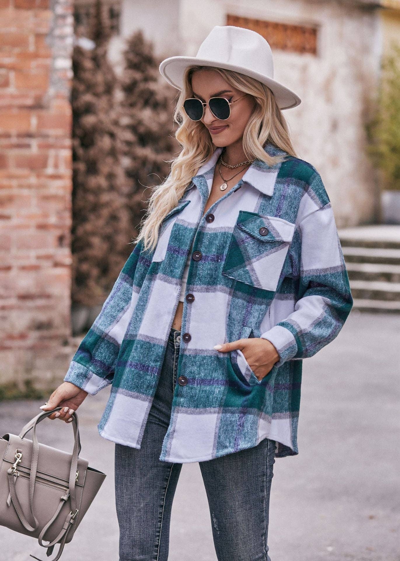 Mabel Plaid Flannel Shirt Jacket