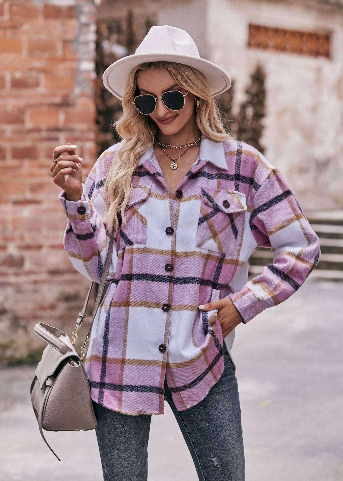 Mabel Plaid Flannel Shirt Jacket