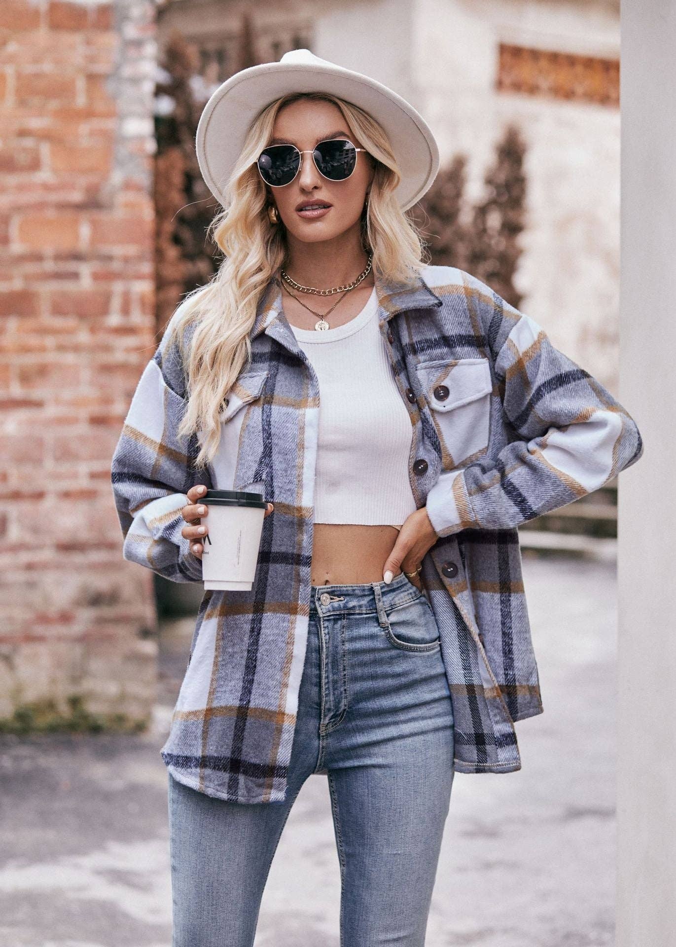 Mabel Plaid Flannel Shirt Jacket