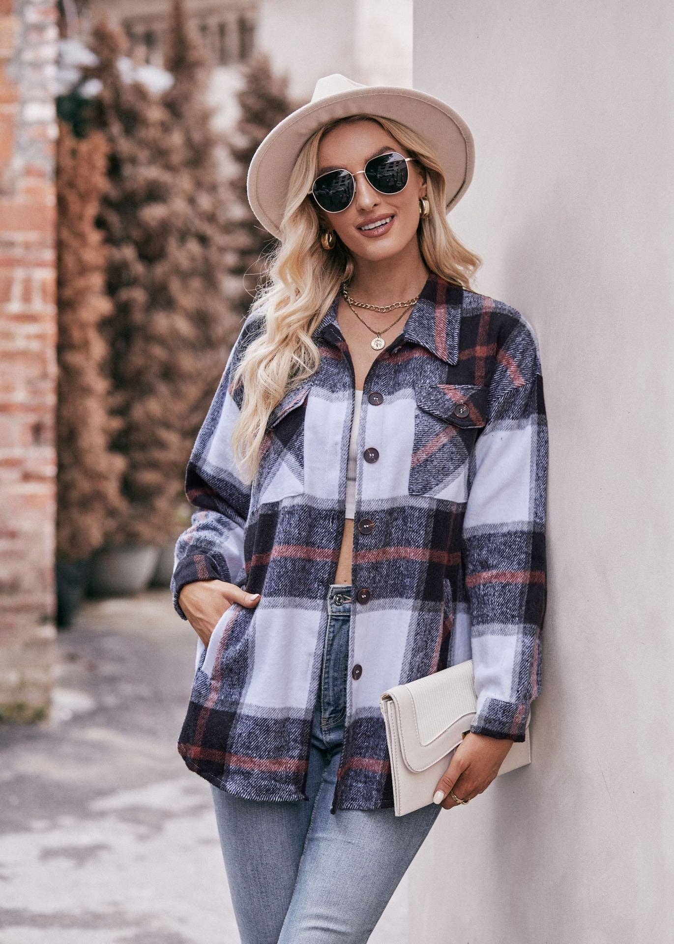 Mabel Plaid Flannel Shirt Jacket