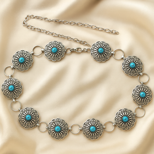 Concho Turquoise Chain Belt