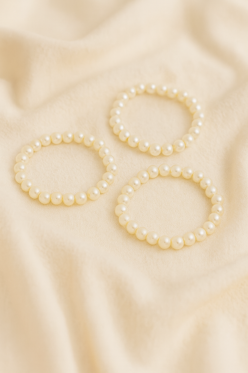 Glass Pearl Beaded Stretch Bracelet